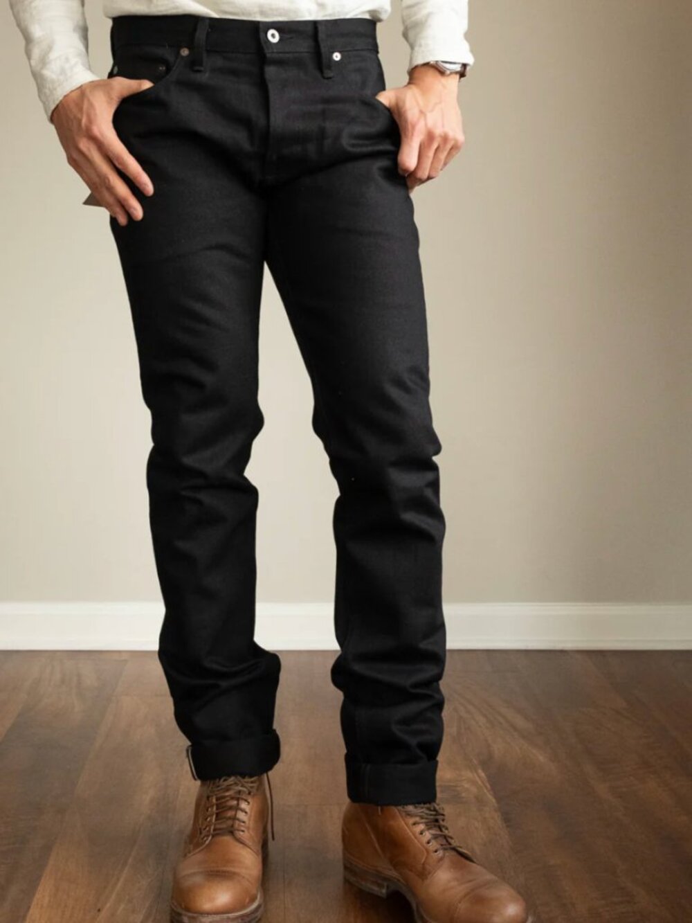 3sixteen ST-220x Double Black Selvedge Denim Jeans Slim Tapered Size 33